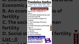 UGC NET Population Studies I Net Qualified Faculty I Online Class Available #shorts #ytshorts #reels
