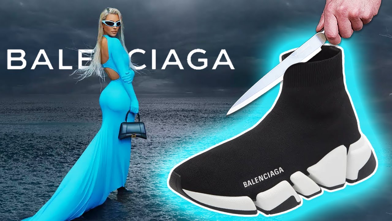 Cutting $995 Balenciaga socks with a sole - YouTube