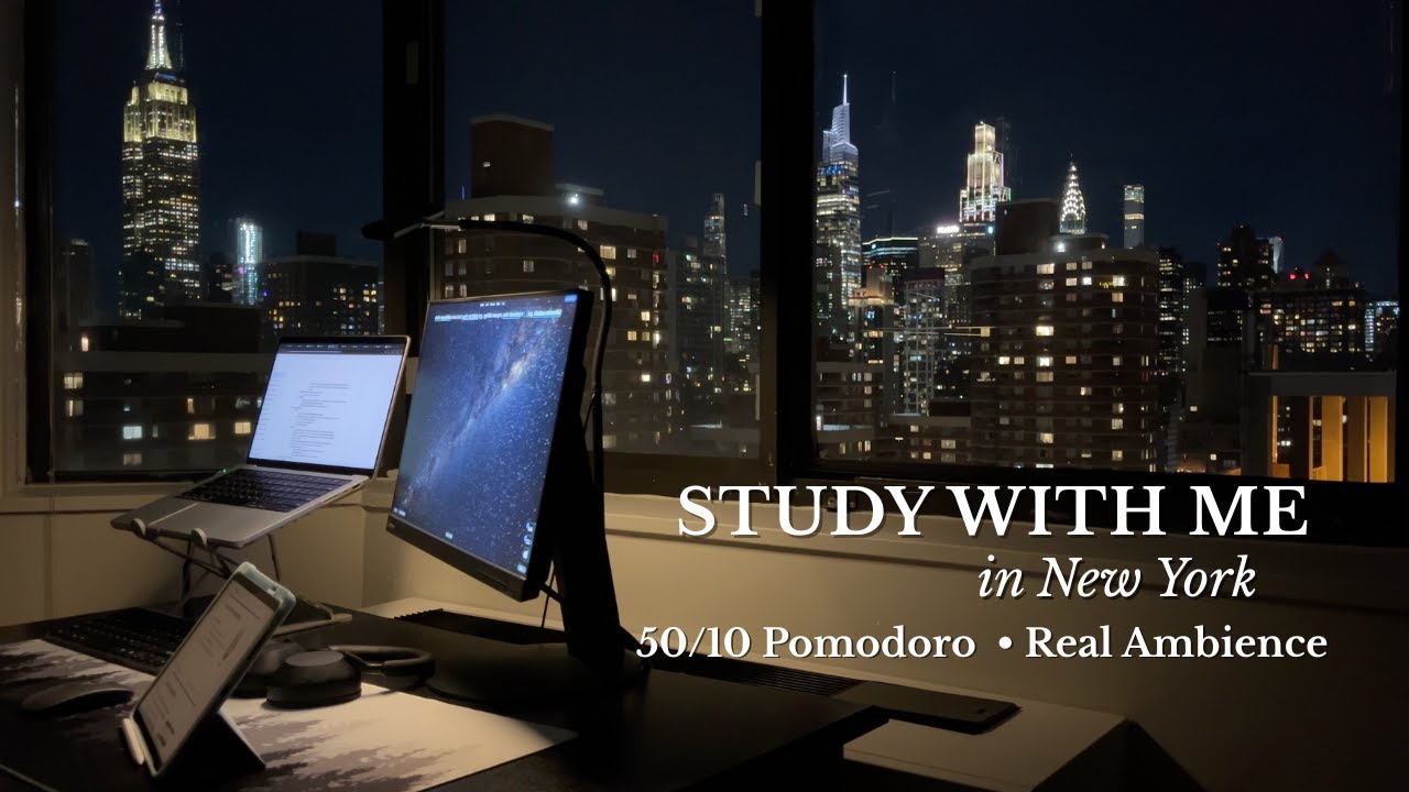 🩺2 Hour Study With Me LIVE in New York | 50/10 Pomodoro | Real Background Noise