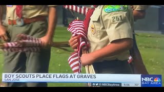 Boy Scouts Place Flags at Graves at Oak Hill Cemetery - NBC Bay Area 5pm
