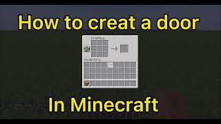 How to Creat a Door in Minecraft✅