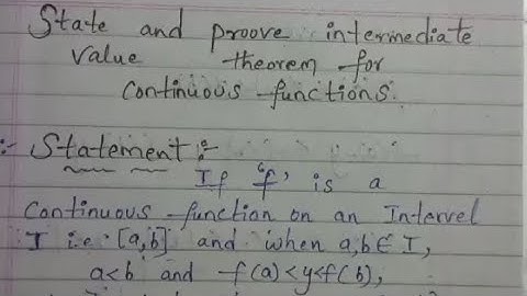 INTERMEDIATE THEOREM FOR CONTINUOUS FUNCTIONS 3 sem maths important question 