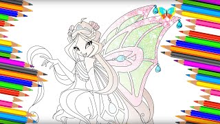 Как нарисовать ФЛОРУ ЭНЧАНТИКС из мультика Winx Club | Рисуем и Учим Цвета | Coloring Kids