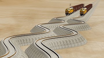 Impossible Snake Shape Rail Tracks Vs Trains Crossing - BeamNG.Drive