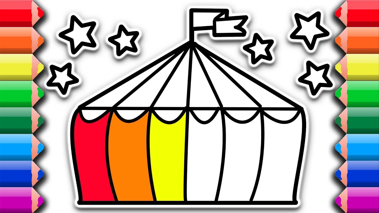 How to draw color circus with rainbow colors |  Awesome coloring pages for kids