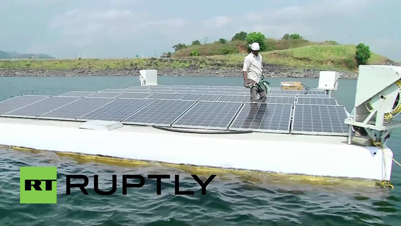  footage shows India’s largest floating solar power plant - YouTube