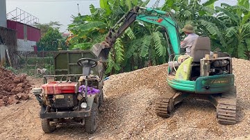 Máy xúc múc cát sỏi lên xe công nông - nhạc sôi động | máy múc | máy cẩu mini | Excavator truck