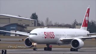 1st SWISS Boeing 777-300ER HB-JNA Fully Painted Test Flight Return @ KPAE Paine Field