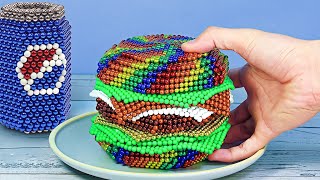 Best Colorful Rainbow Food | DIY Magnet BURGER - ASMR Satisfying Magnetic Balls