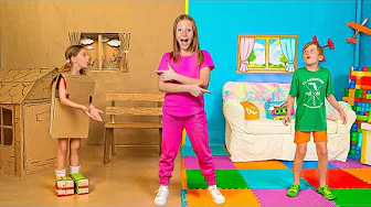 Nastya and the Mysterious Cardboard Toys and House Challenge for Kids