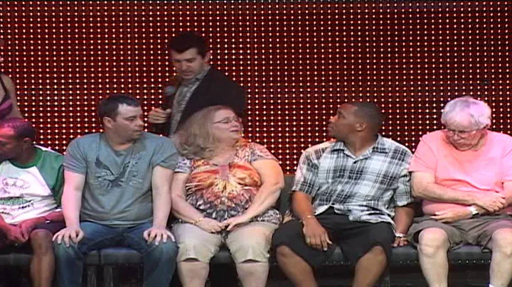 Hypnotized guy steals another man's shoes on stage in Las Vegas!