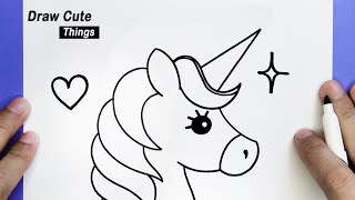 HOW TO DRAW A CUTE UNICORN, STEP BY STEP