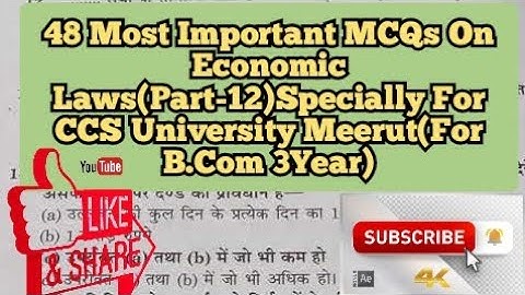48 Most Important MCQs On Economic Laws(Part-12)Specially For CCS University Meerut(For B.Com 3Year)