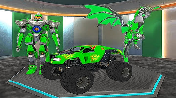 Monster Truck Robot War Game: Green Robot Dragon Transformation - Android iOS Gameplay