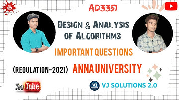 Design and Analysis of Algorithms Important Questions| AD3351| R-2021 |#au |#tamil #ad3351