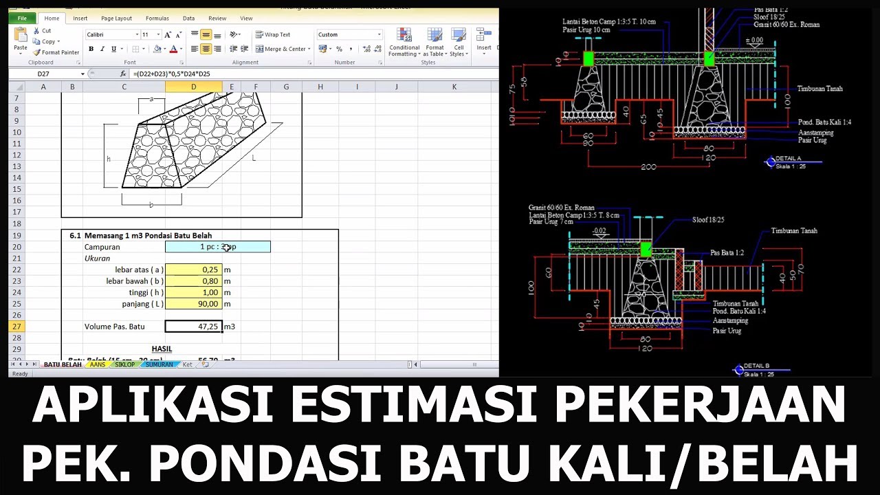 Cara Perhitungan Volume Pondasi Batu Kali Richard Campbell