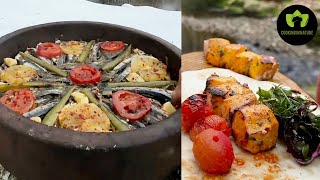 Chef's style cooking 🌳آشپزی در طبیعت تبخ ماهی سالمون 🐟