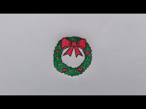 How​ to​ draw​ a​ Christmas​ Wreath  Easy​ ❤️วาดรูประบายสีมาลัยคริสต์มาส​แบบง่าย​