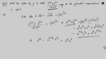 Class 11 Ex9.3 Q27 NCERT | Find the value of n so that (a^(n+1)+b^(n+1))/(a^n+b^n) | Sequence&Series