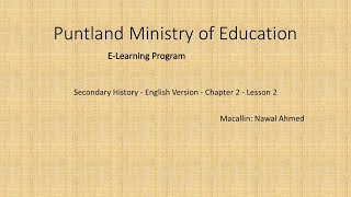 Secondary History - English Version   - Chapter 2 -  Lesson 2