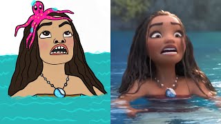 Moana | The Ocean Insists 🌊 funny drawing meme l Disney Princess