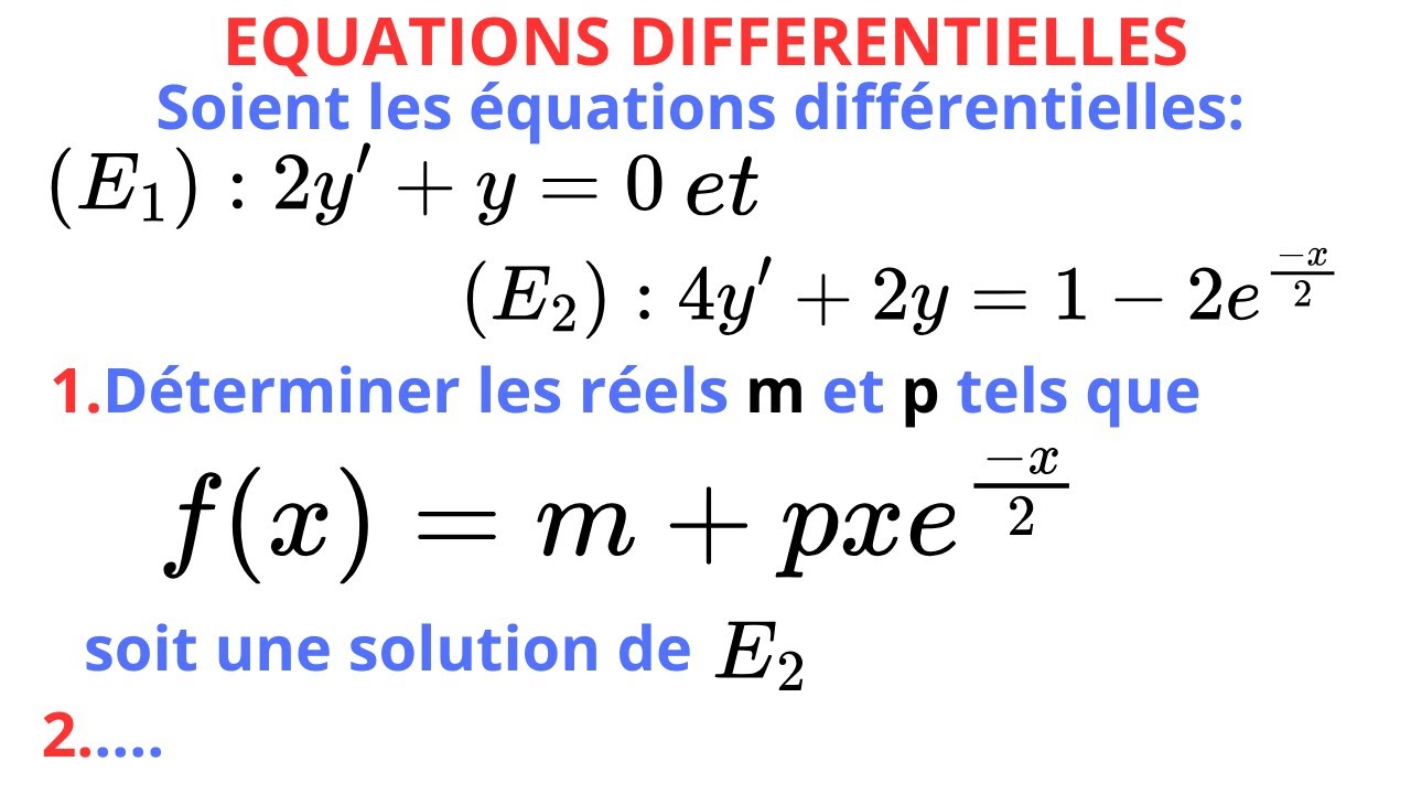 EQUATION DIFFERENTIELLE AVEC SECOND MEMBRE - YouTube