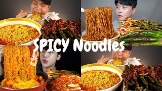 EXTREME SPICY NOODLES ASMR 🥵🔥 | Green Chilli + Kimchi Crunch