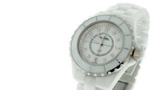 Chanel White Ceramic Stainless Steel Quartz Diamond Watch