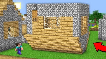 WHO BUILT THIS UPSIDE DOWN HOUSE IN THE VILLAGE? Minecraft - NOOB vs PRO