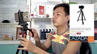 YunTeng VCT-5208 43cm Tripod with Bluetooth Remote Control Shutter Unboxing Review Lazada