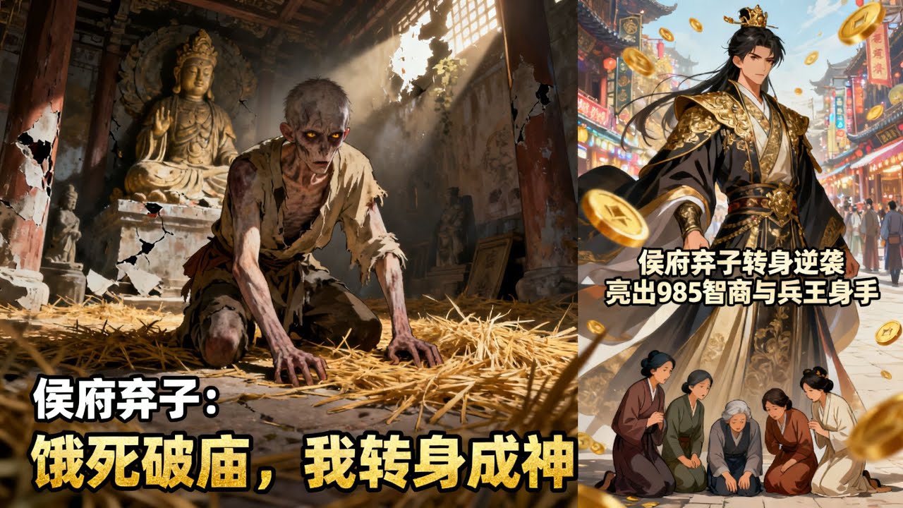 🔥第一集🔥《侯府棄子：餓死破廟，我轉身成神》真少爺白蓮陷害？假世子被逼乞討半年？我直接亮出985智商+兵王身手，從街頭逆襲成首富，侯府全家哭求別記仇！#漫畫解說#玄幻#爽文#小說推薦#有聲書