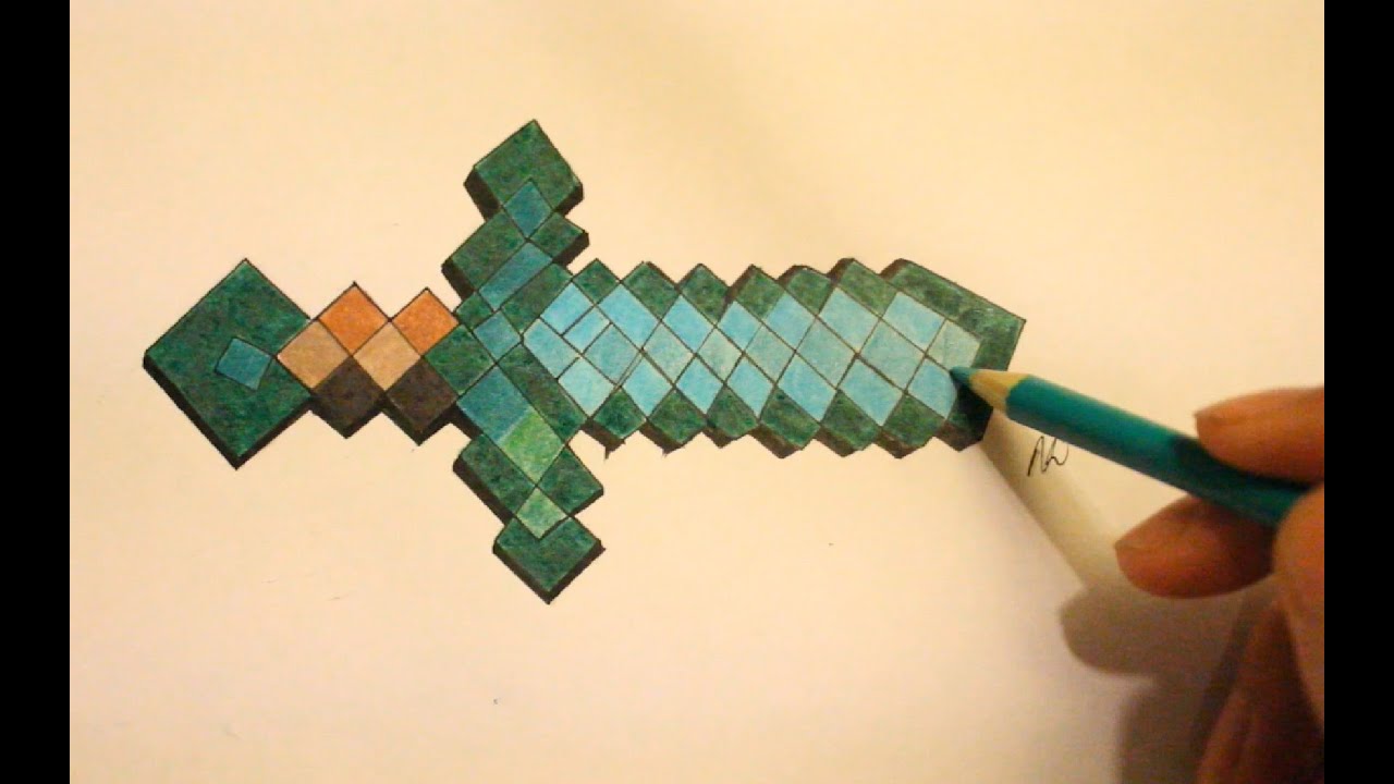 How To Draw A Minecraft Diamond Sword Step By StepMinecraft