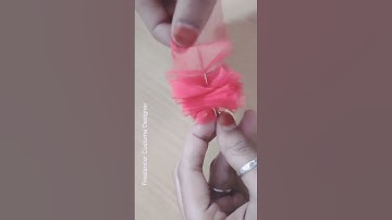 Net fabric flower Using only NEEDLE / Fabric flower making #shorts #shortsindia #fabricflowermaking
