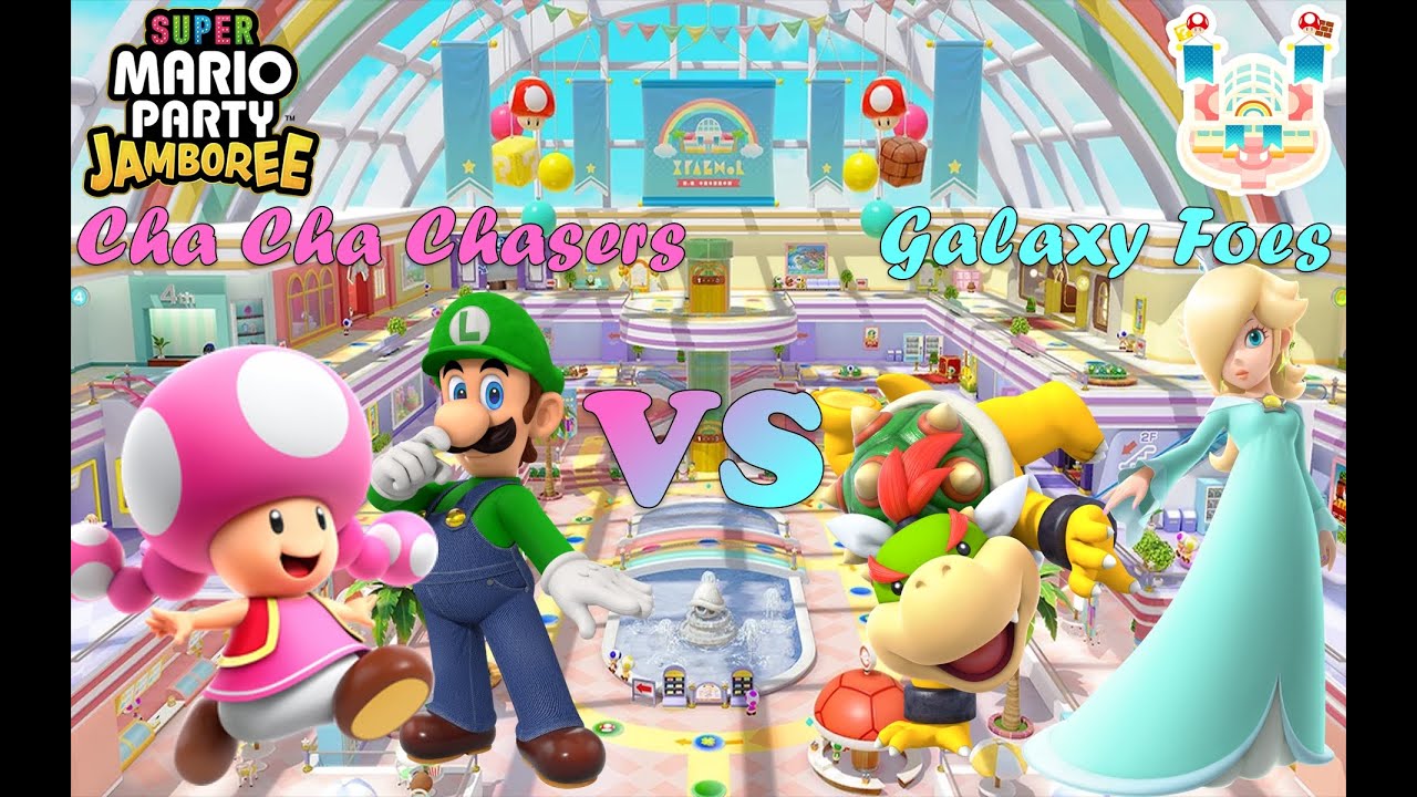 Super Mario Party Jamboree - Toadette & Luigi vs Rosalina & Bowser Jr - Rainbow Galleria