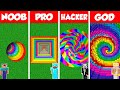 Minecraft Battle: NOOB vs PRO vs HACKER vs GOD: RAINBOW TUNNEL PIT HOUSE BUILD CHALLENGE / Animation