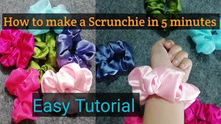 How to make a Scrunchie in 5 minutes /Scrunchie Tutorial /Rubber band making