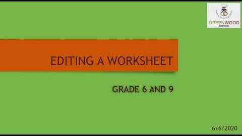 Grade 6 & 9 - Information Technology (Editing a Worksheet/Spreadsheet Software)