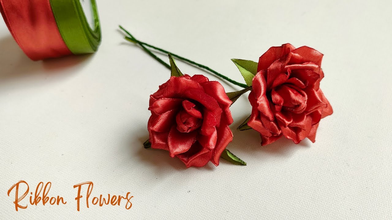 DIY/how to make satin ribbon flowers rose easy 