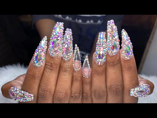 Acrylic Nails Tutorial | Prom Nails | Bling Prom Nails