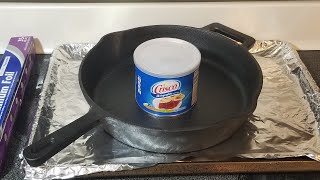 How to season a cast iron skillet with crisco.
