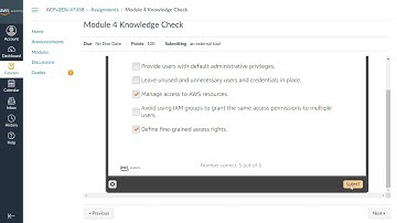 AWS Academy Cloud Foundation Module 4 Knowledge Check Ans.