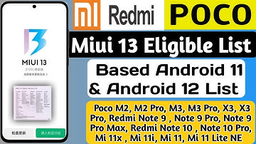 Official Miui 13 Eligible Devices List Based on Android 13 |Poco, Redmi, Xiaomi Devices Miui 13 List