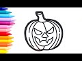 Halloween Coloring Pages, How to Draw a Halloween Pumpkin Ghost Mummy Spider, Drawing For Kids