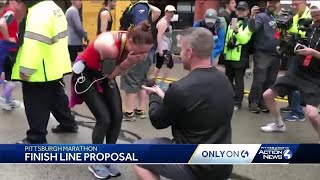 Finish line proposal at Pittsburgh Marathon