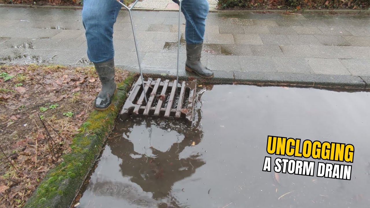 #027-2 Unclogging a storm drain after rain in Germany - YouTube