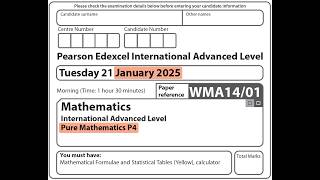 Edexcel IAL Maths - Pure Mathematics P4 - January 2025
