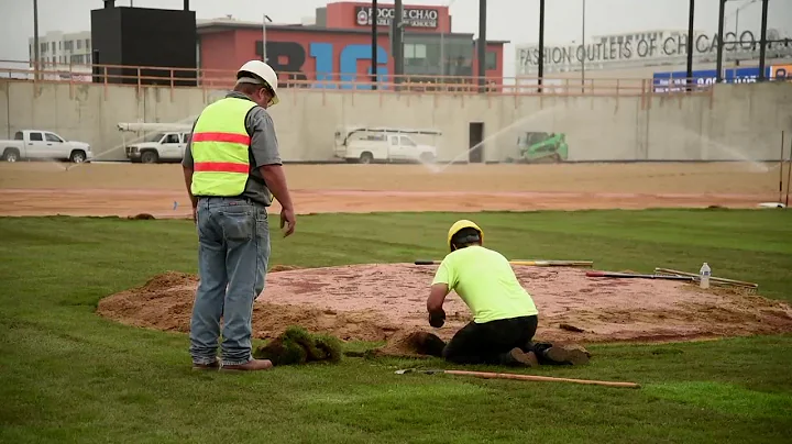 The Sodfather, lays down sod at Impact Field.