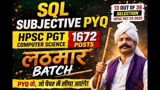 HPSC PGT Computer Science (PYQ) SQL Questions 🔥 | 10 Marks Pakke |HPSC PGT 1672 POSTS