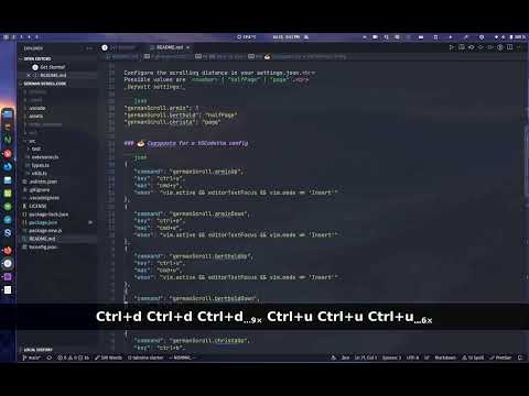 VSCode Extension to Fix Keyboard Scrolling. VIM example german-scroll.