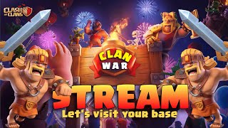 🔴 Coc Live:Clan War| Live Base visiting | Road To 1.5k (clash of clans)